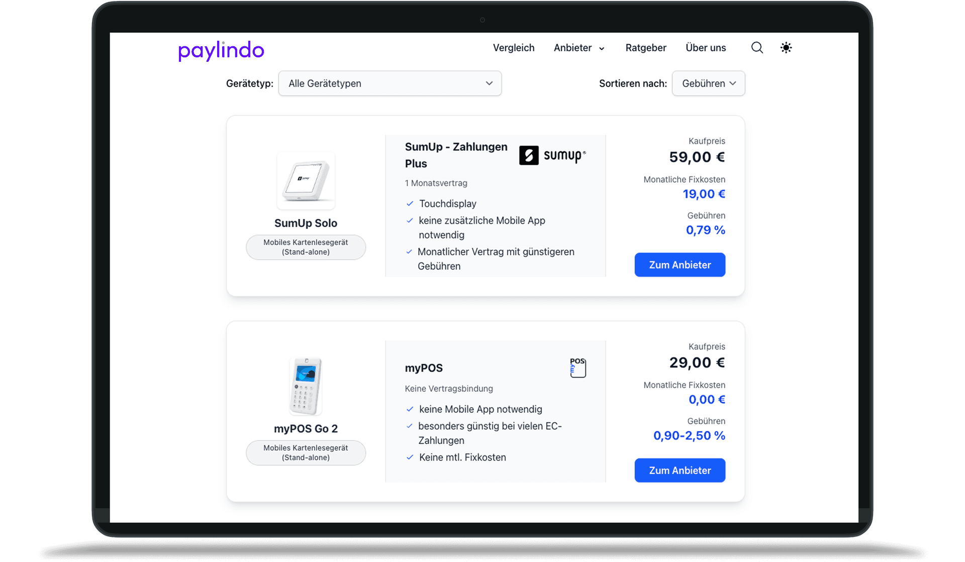 paylindo - Transparenter Vergleich von Kartenterminals